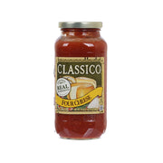 Four cheese pasta sauce jar, CLASSICO 680g, red sauce in glass bottle