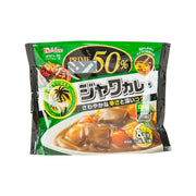 Curry roux sauce packet, green bag with PRIME 50% label and curry image