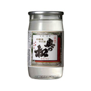 OKUNOMATSU karakuchi cup sake, 180 mL glass bottle with metal cap and label