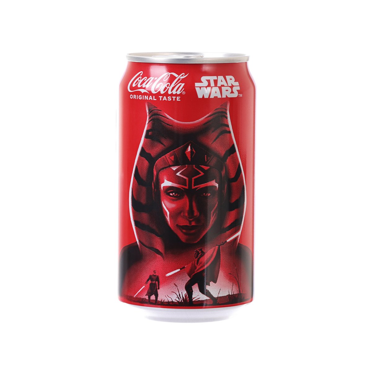Coca-Cola Coke Star Wars edition can, red with Darth-style face artwork