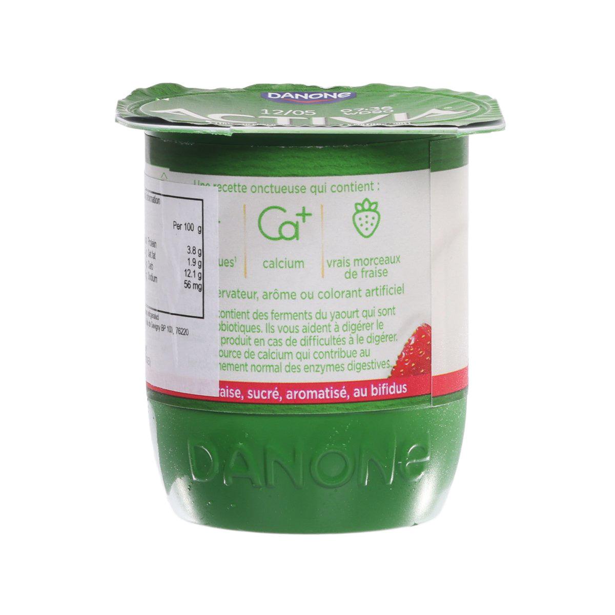 DANONE Activia yogurt cup with green-and-white side label and calcium icon