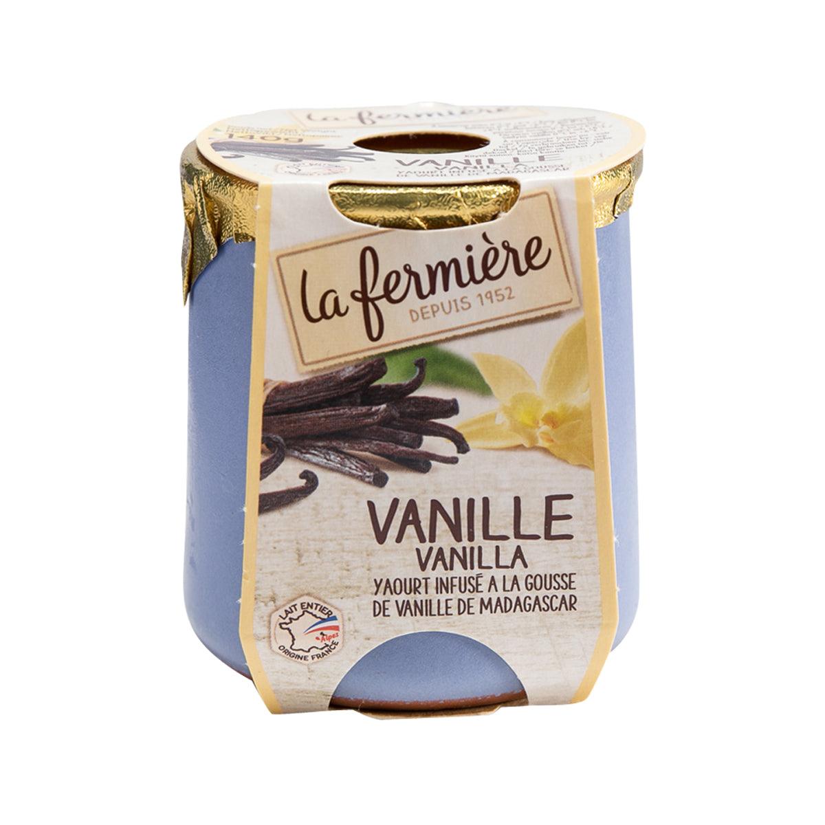 LA FERMIERE vanilla yogurt cup, foil sealed, sweet vanilla flavor, 140g