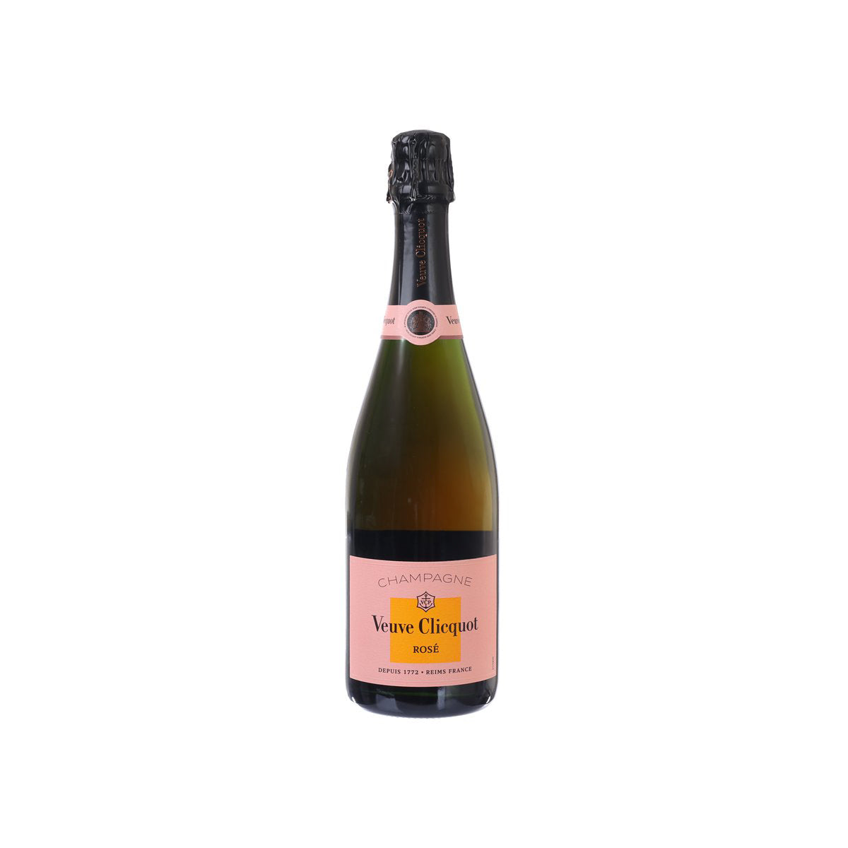 Veuve Clicquot Rosé champagne bottle with pink label