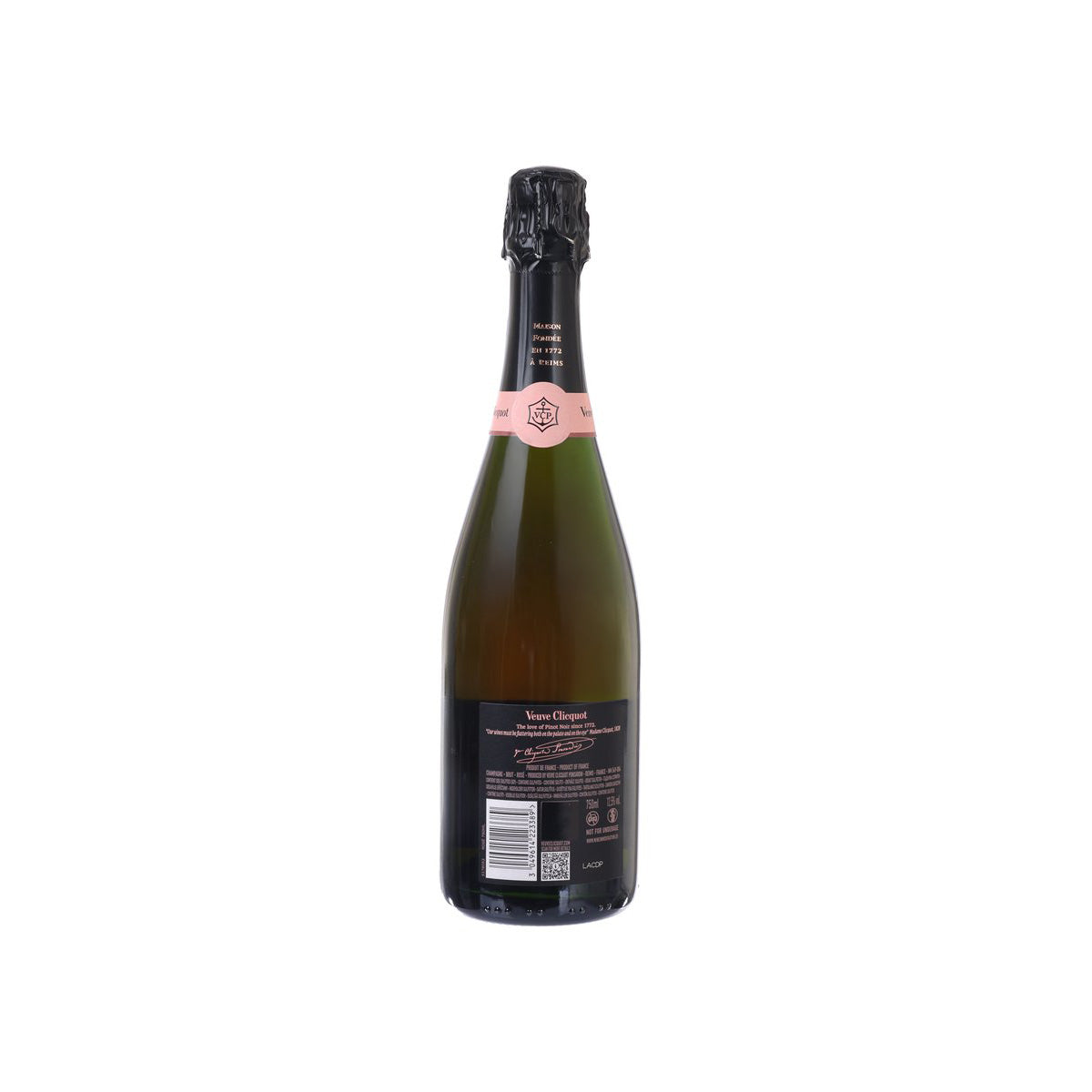 Veuve Clicquot Rosé NV champagne bottle, front view