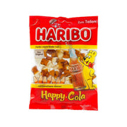 HARIBO Happy Cola gummy bag with cola-shaped candies in clear plastic