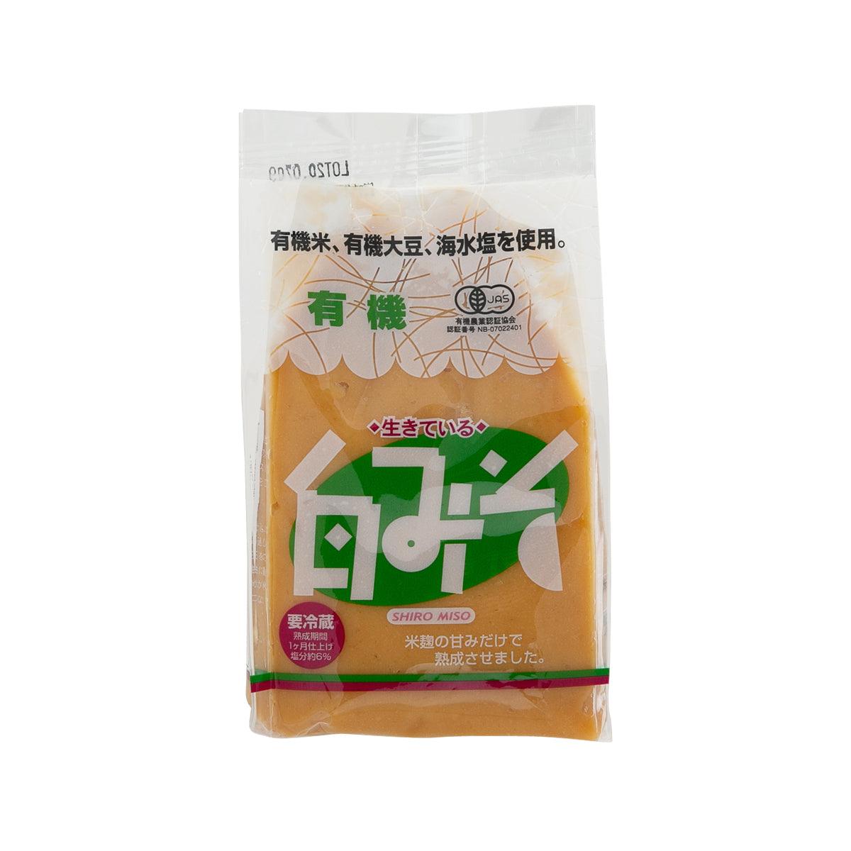 YASAKA FARM organic white miso in sealed pouch, beige paste shown