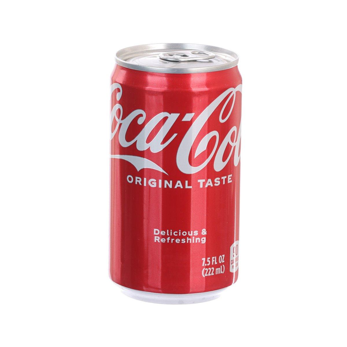 COCA-COLA Coke mini can, red with silver pull-tab and front label, 222 mL.