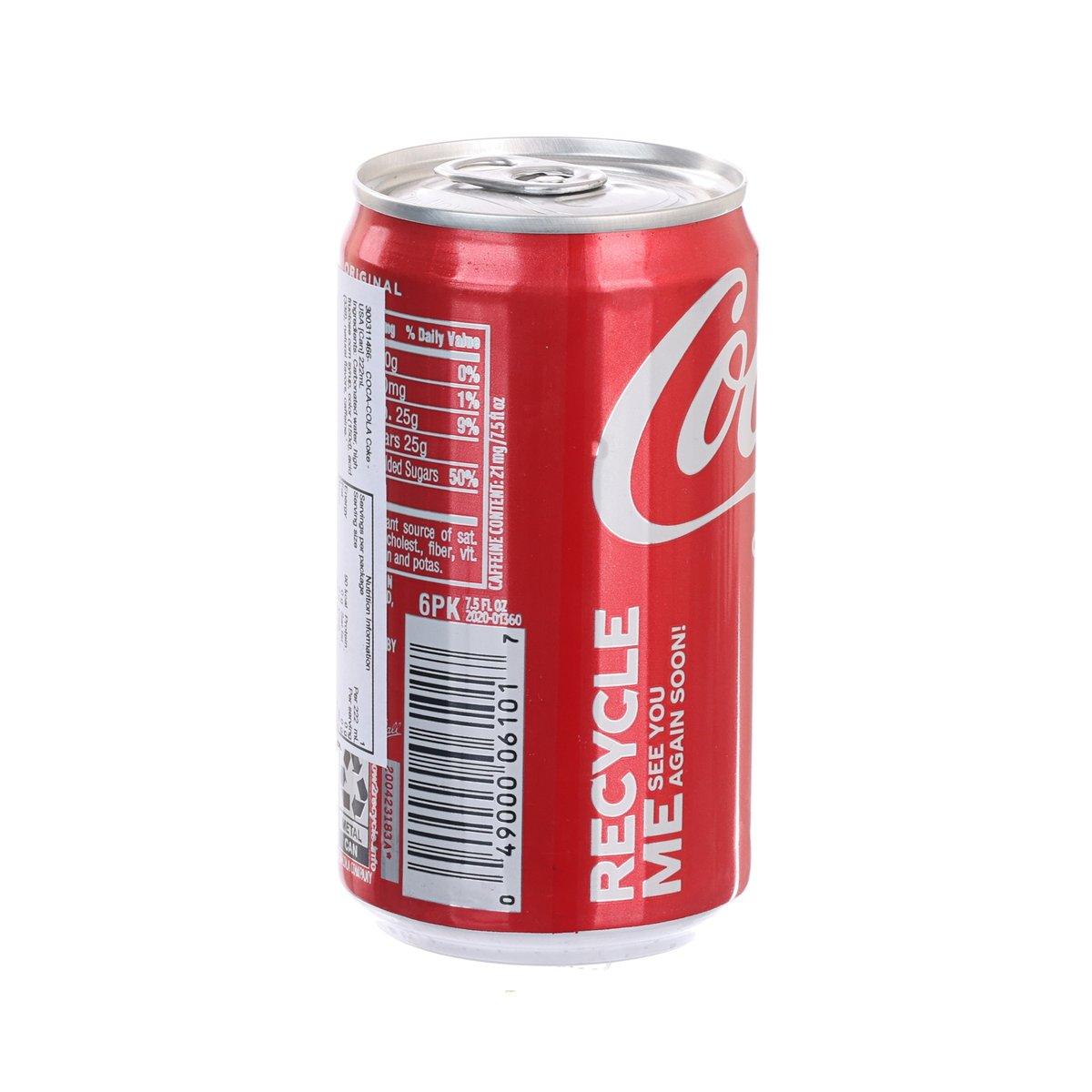 COCA-COLA Coke mini can, red with ingredient panel and bar code, 222 mL.