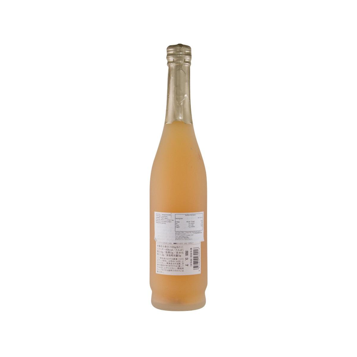 TAKAHATA FARM peach juice bottle, 500 mL glass with back label