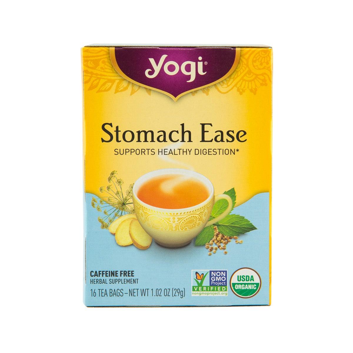 Yogi Tea Stomach Ease caffeine-free herbal tea box, 16 bags