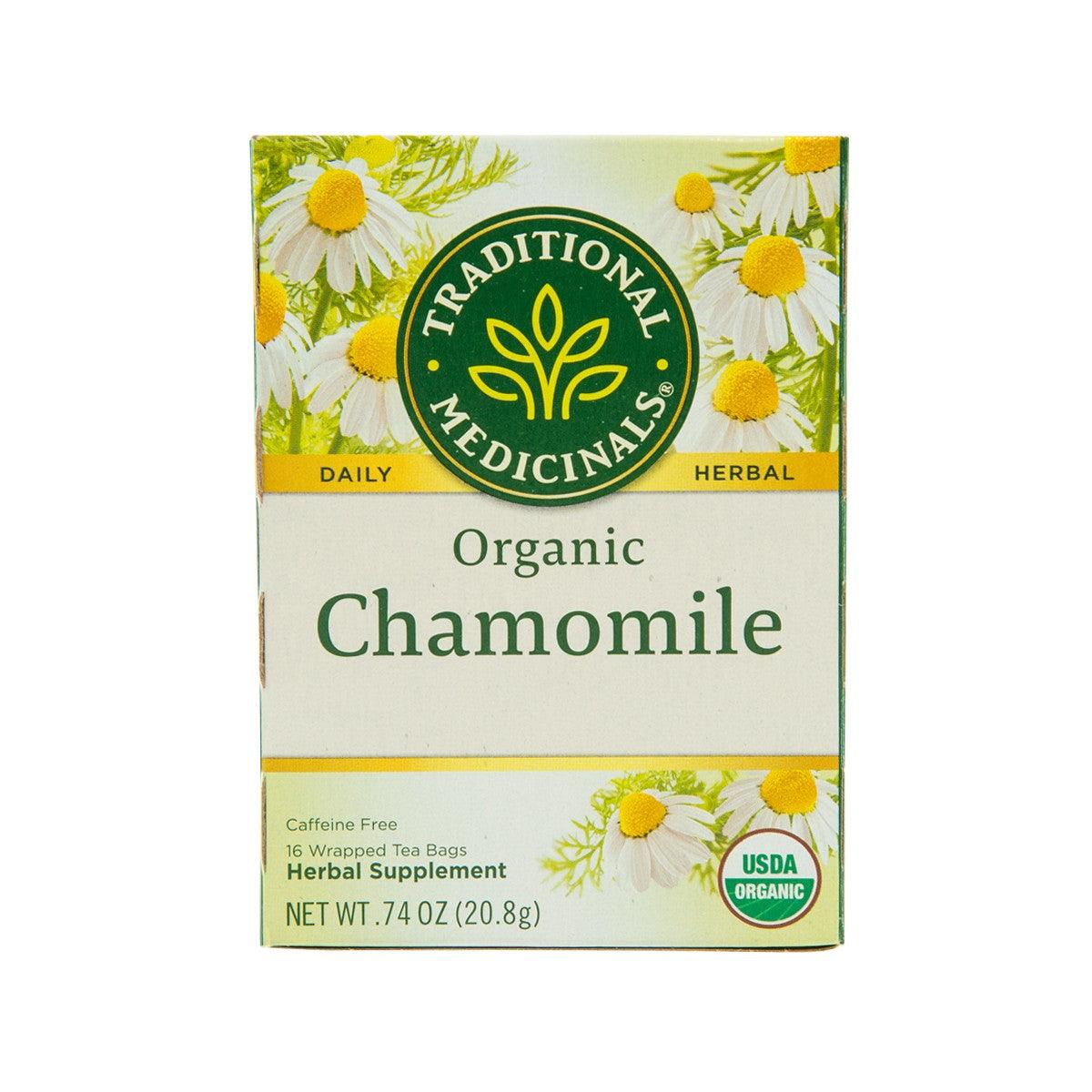 Traditional Medicinals organic chamomile tea bags box, daily herbal herbal tea