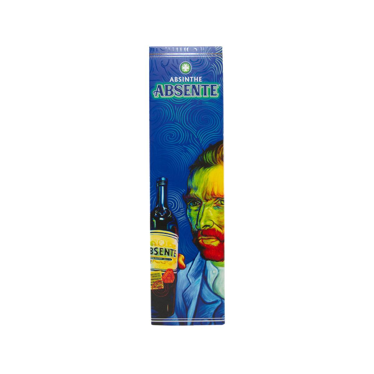 DISTILLERIES DE PROVENCE Absinthe 700 mL bottle packaging with blue label and faces
