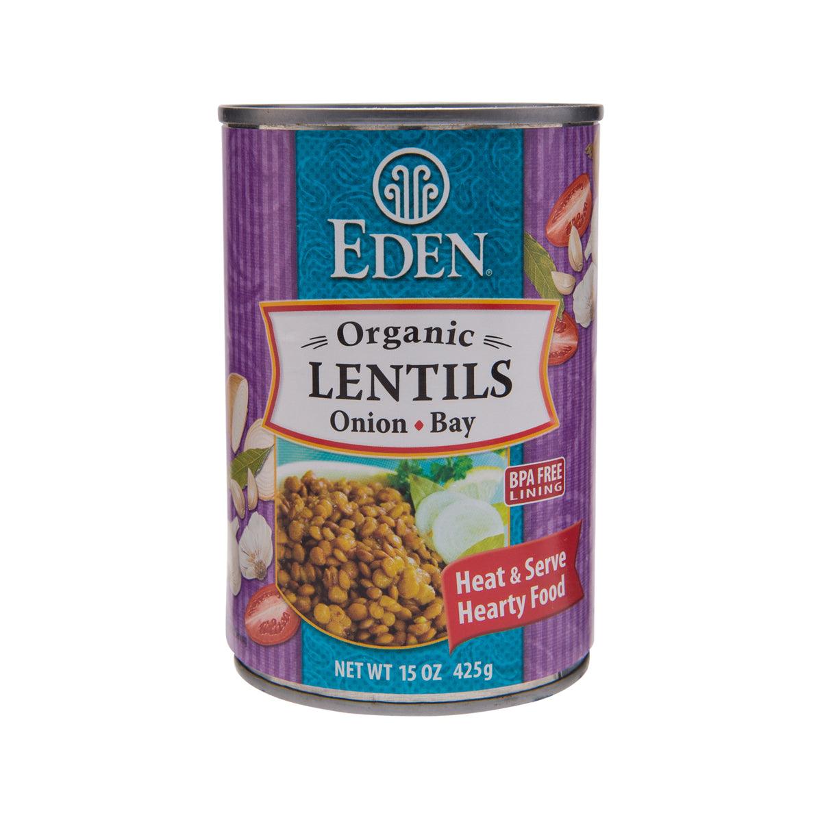 EDEN Organic lentils canister with onion and bay leaf, 425g net wt 15 oz