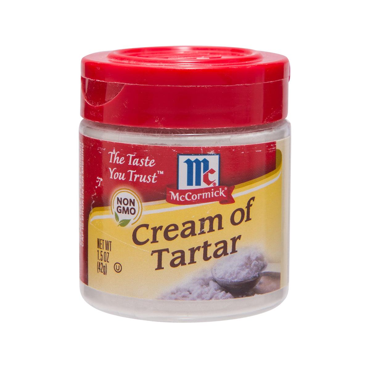 MCCORMICK cream of tartar jar with red screw-top lid
