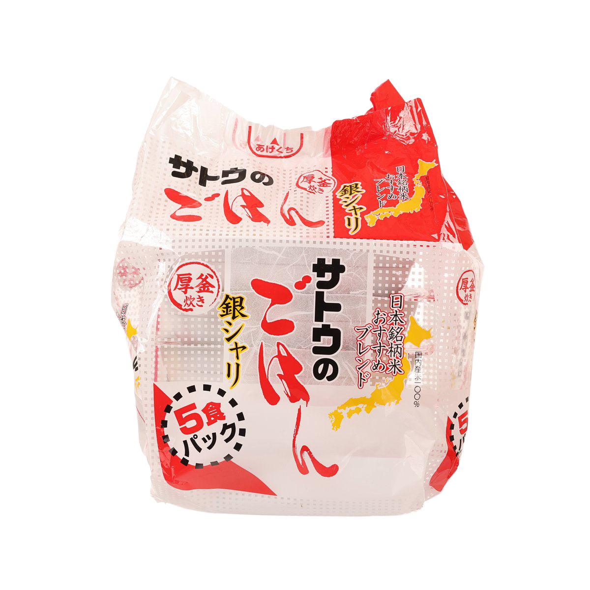 Instant rice packet with red and white label, 200g sachet-style bag