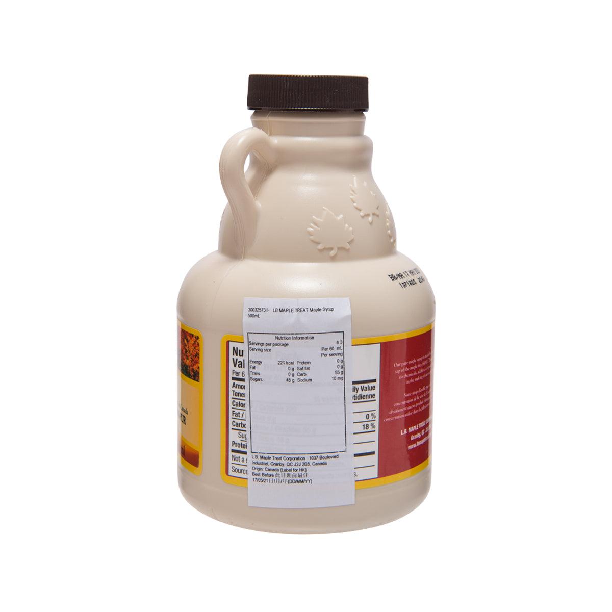 Maple syrup bottle back label with nutrition and ingredients panel
