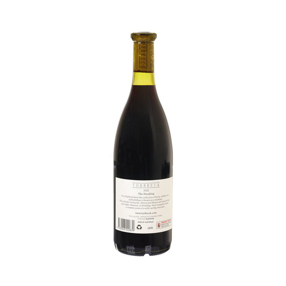 TORBRECK Barossa Valley bottled wine, dark glass with gold cork and back label