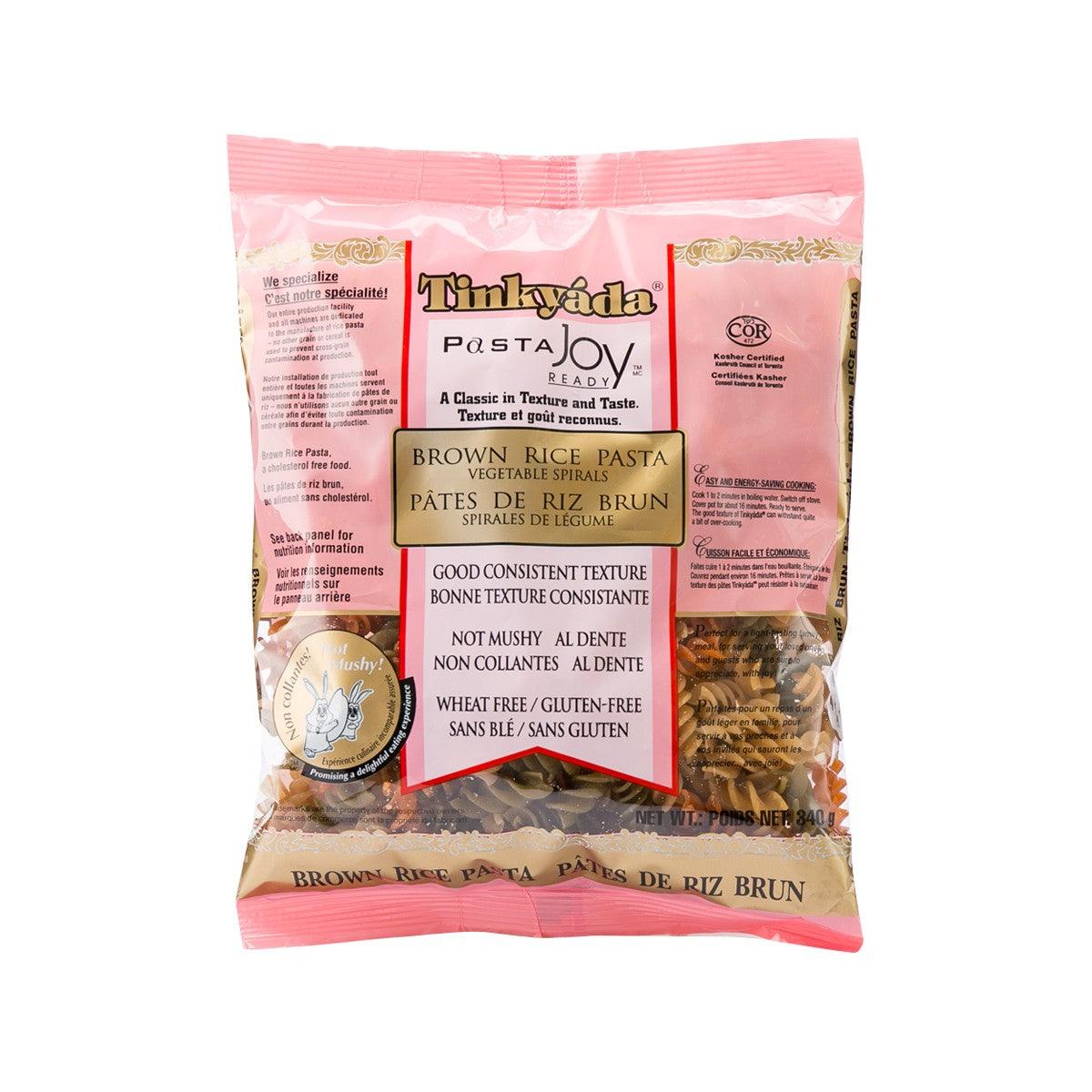 Tinkyada gluten-free brown rice pasta spirals pouch, vegetable flavor, 340g