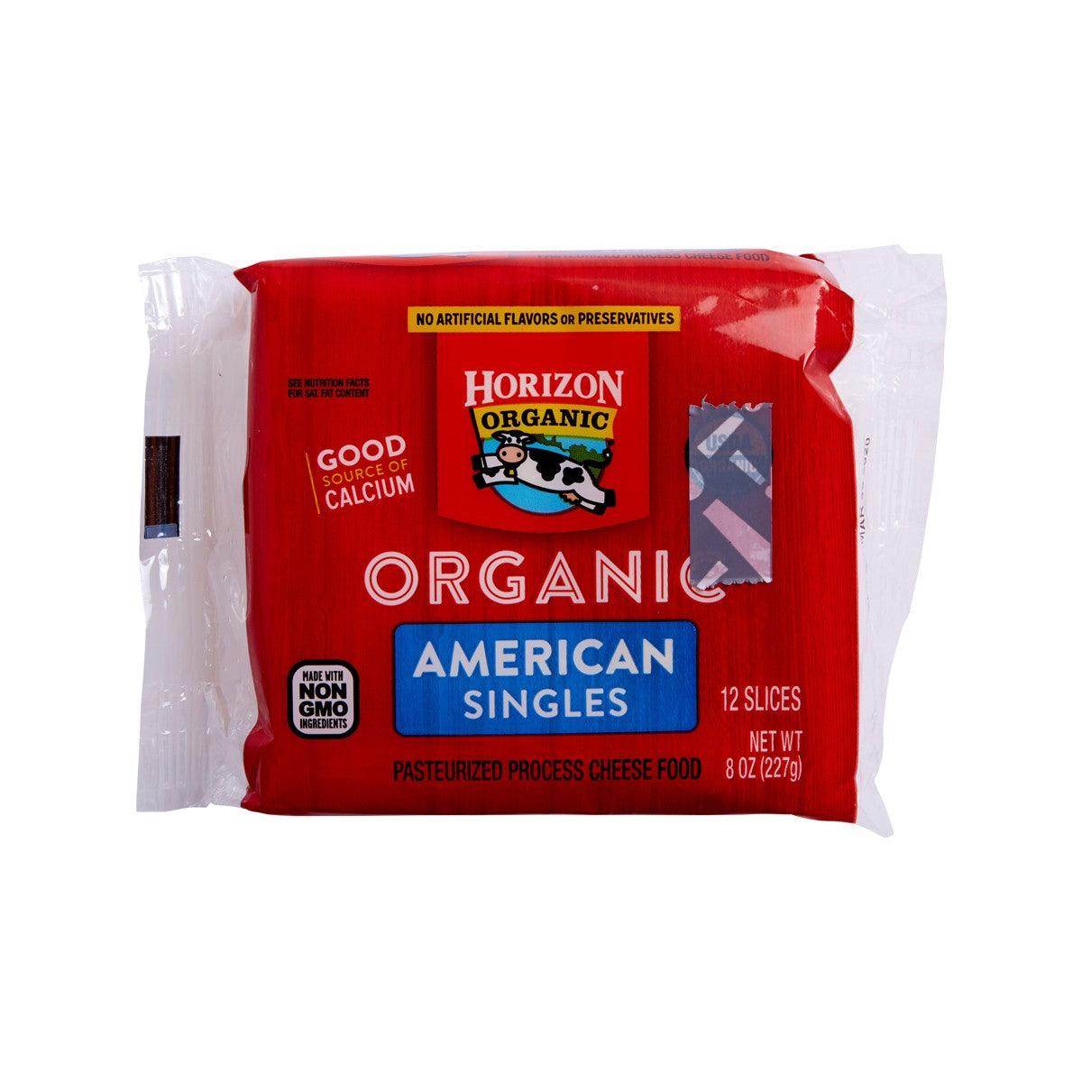 Organic American cheese slices in red Horizon package, 12 slices, 8 oz (227g)