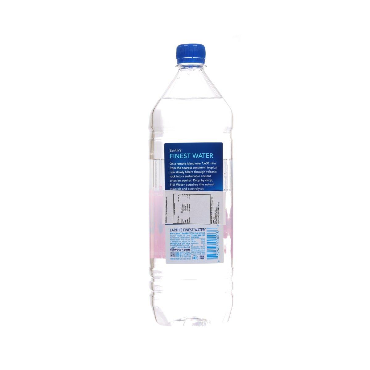 Fiji 1.5L natural artesian water bottle with blue cap and back label