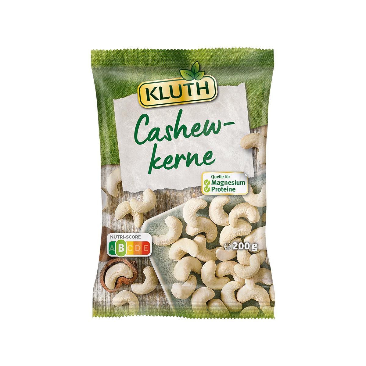 KLUTH raw cashew kernels 200g bag with cashew nut images