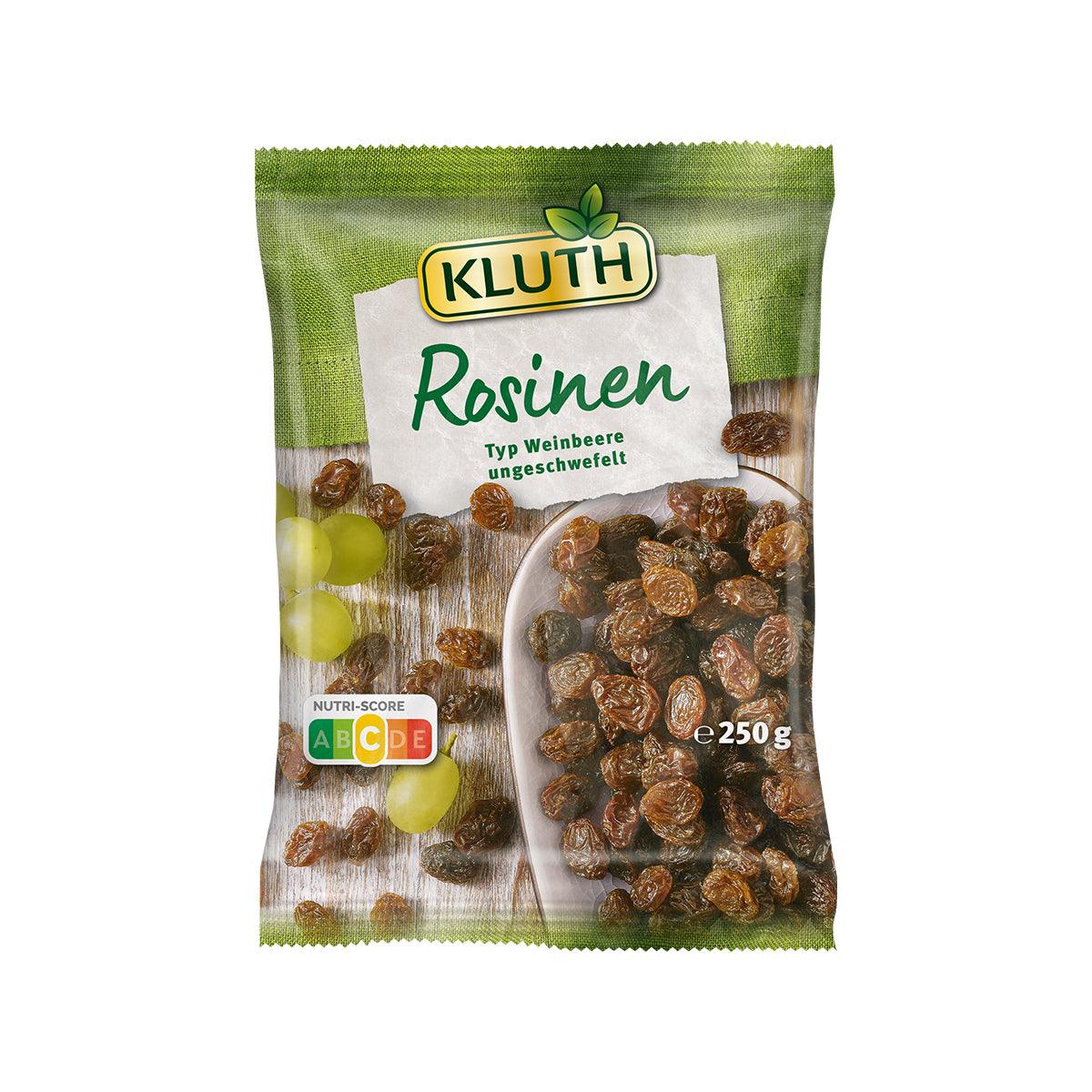 KLUTH unsulphured raw grapes (raisins) in 250 g stand-up pouch