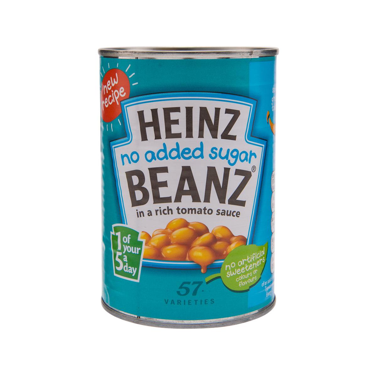 HEINZ No Added Sugar BEANZ canned beans in rich tomato sauce, 415g can