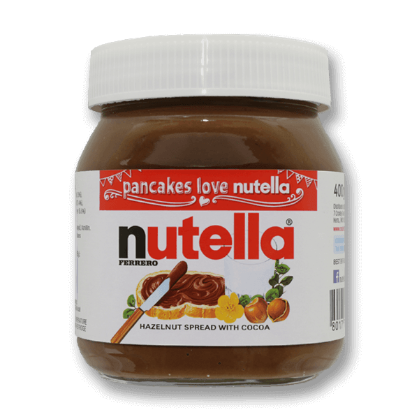 NUTELLA hazelnut spread with cocoa jar, 400g bottle with white lid and label