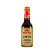 YUAN'S Gold Label dark soy sauce bottle with red cap and amber label