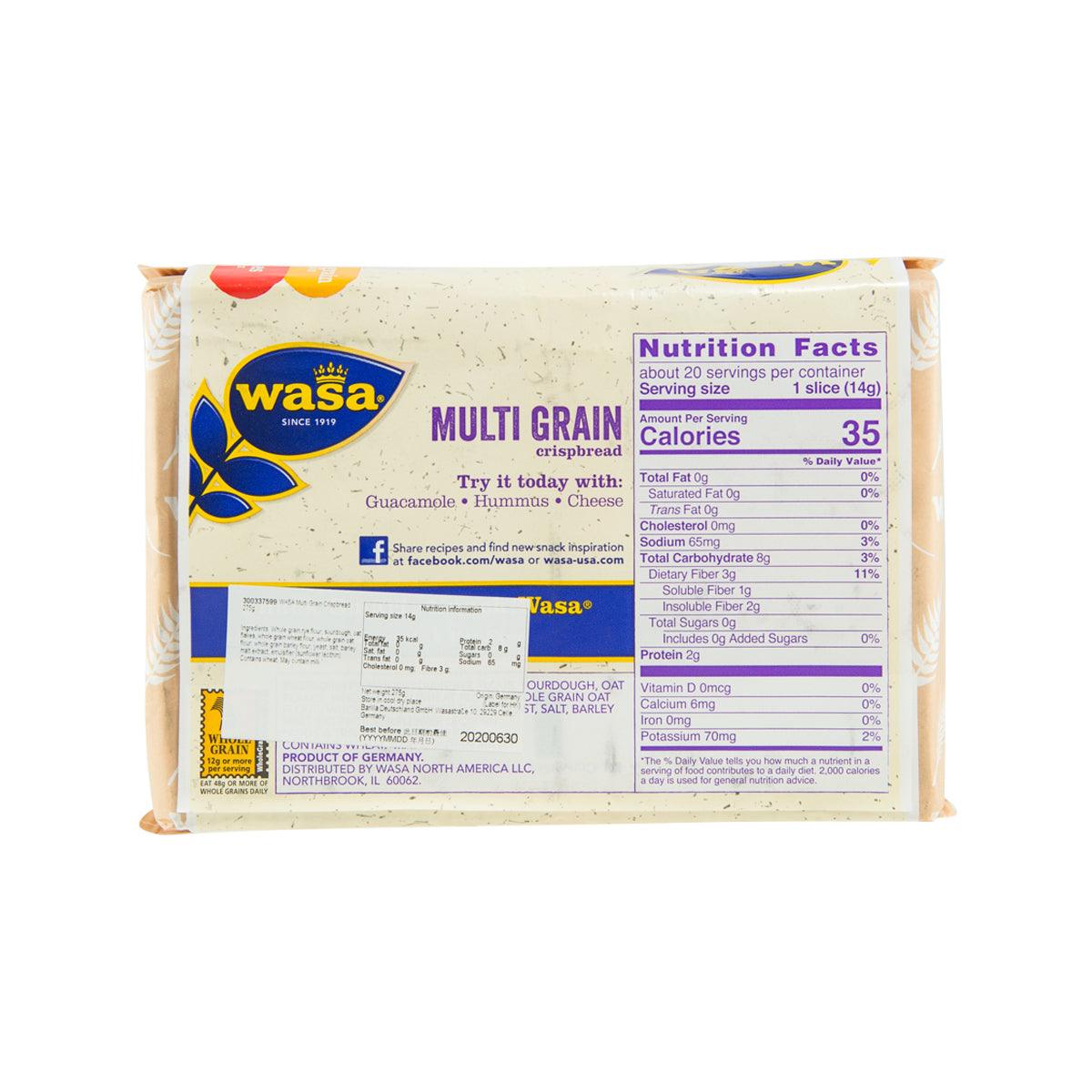 WASA Multi Grain crispbread package back with Nutrition Facts panel