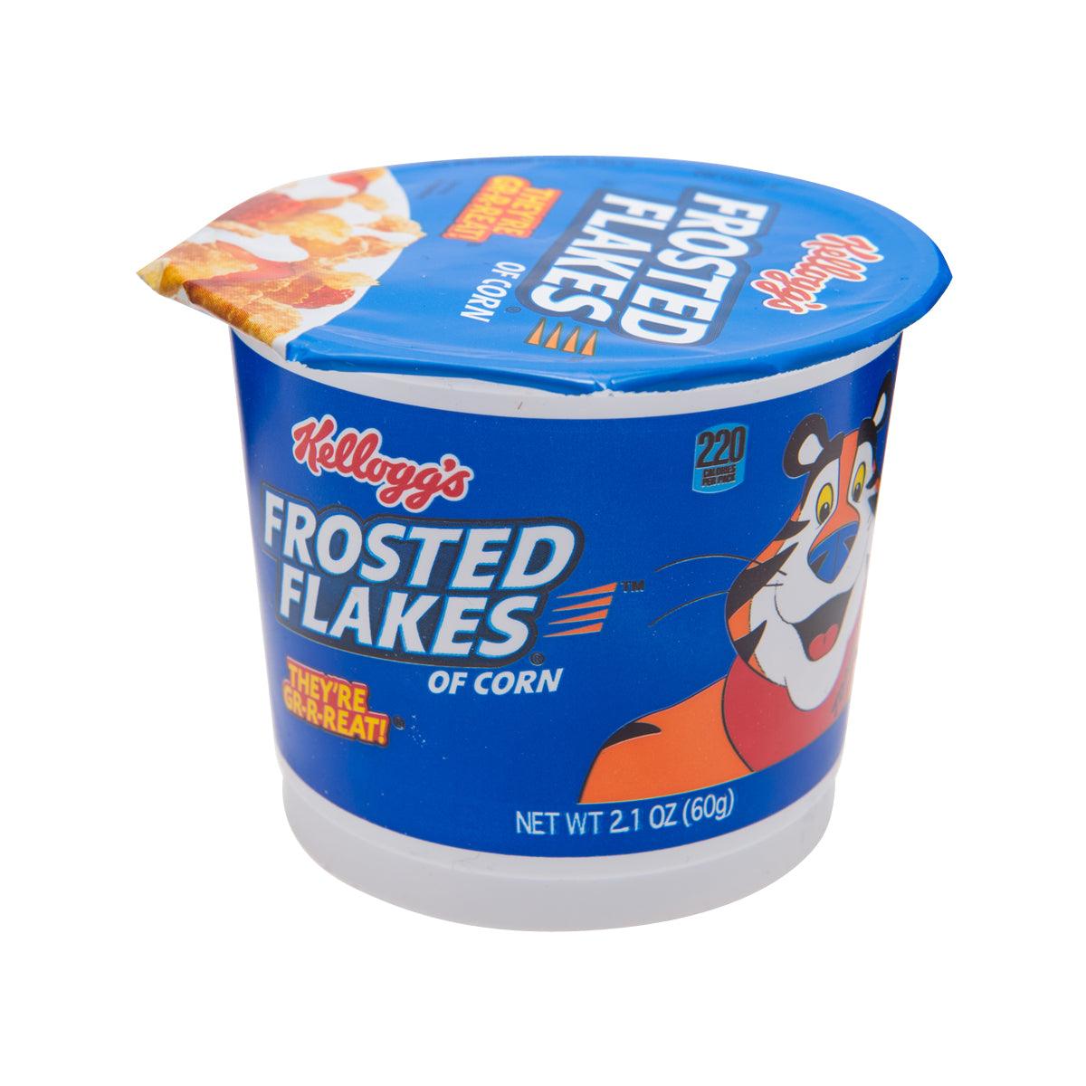 Kellogg's Frosted Flakes cereal cup, blue lid and label, 60 g