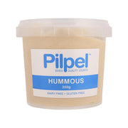 PILPEL hummous dip tub with blue label, beige contents, 350 g