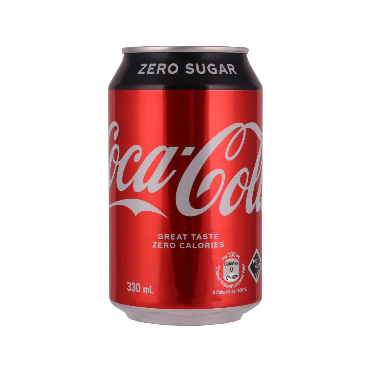 Red Coca-Cola Zero Sugar can, 330 mL, with Coca-Cola and Zero Sugar logos