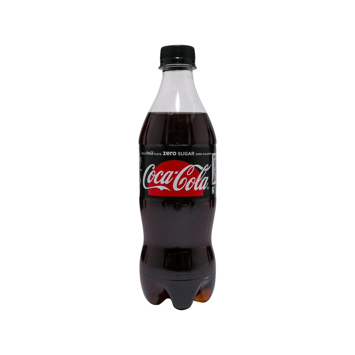 Coca-Cola Coke Zero PET bottle, 500 mL, black drink, front logo