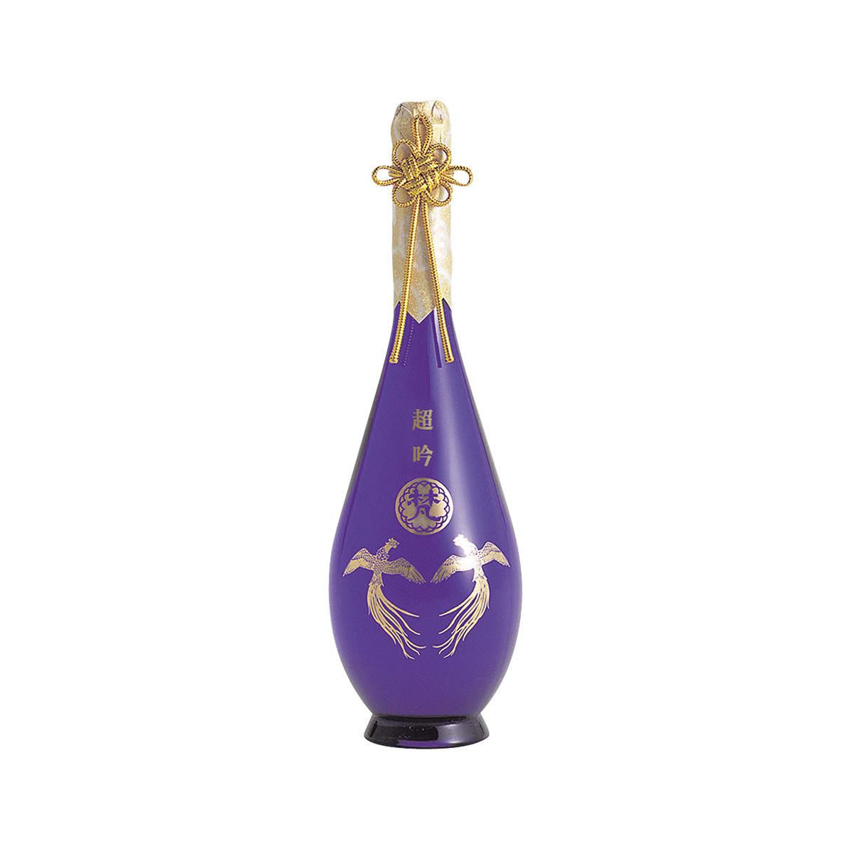 BORN Chogin Junmai Daiginjo sake bottle, purple with gold bow and seal