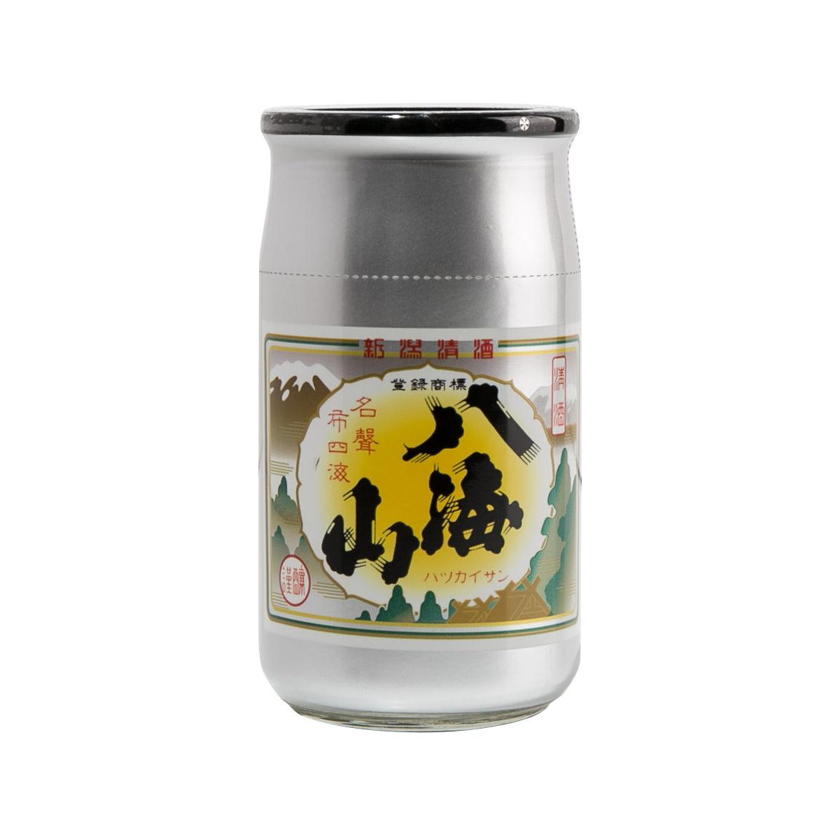 Seishu sake cup, 180 mL, white can with front illustrated label