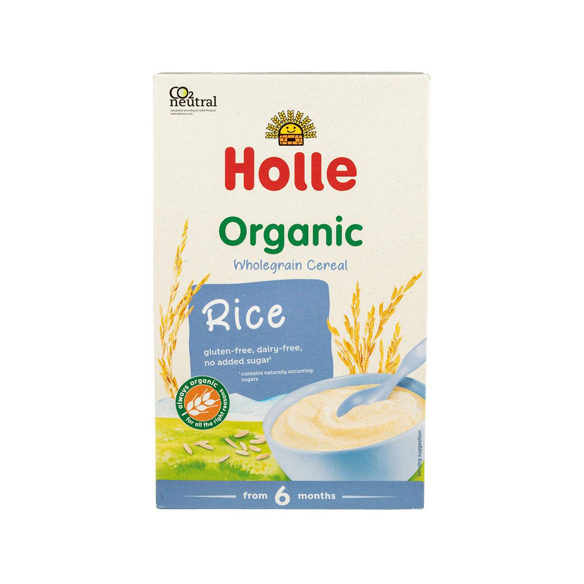 Holle organic rice porridge cereal box, 250 g, for infants from 6 months