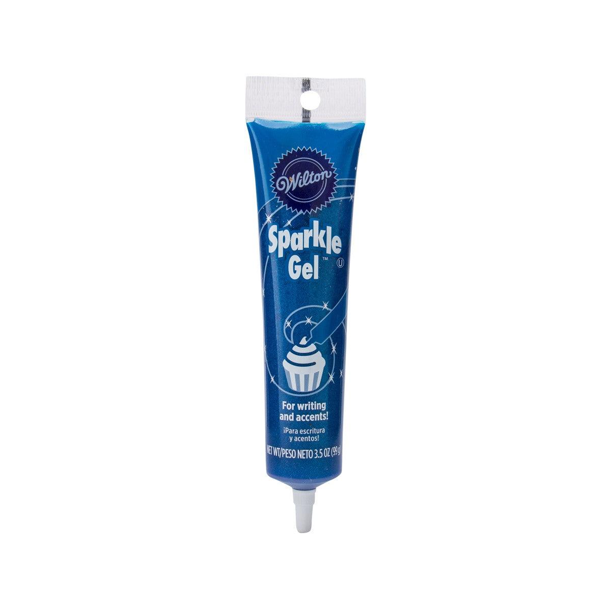 WILTON blue sparkle gel tube with pointed nozzle, 99g