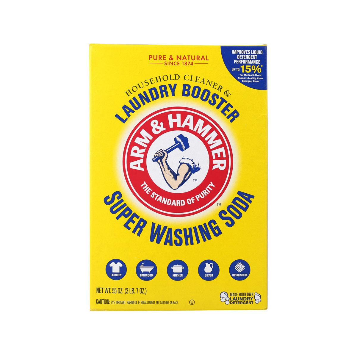 Laundry booster super washing soda box, ARM & HAMMER 55 oz