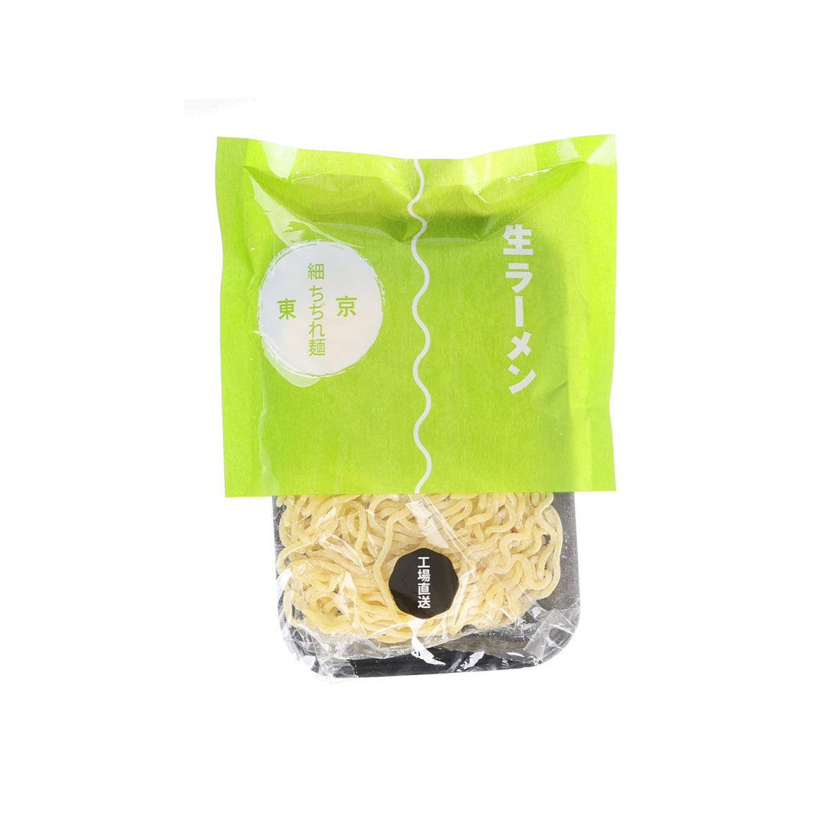 Fresh noodle pouch with green front and bundled pale noodles