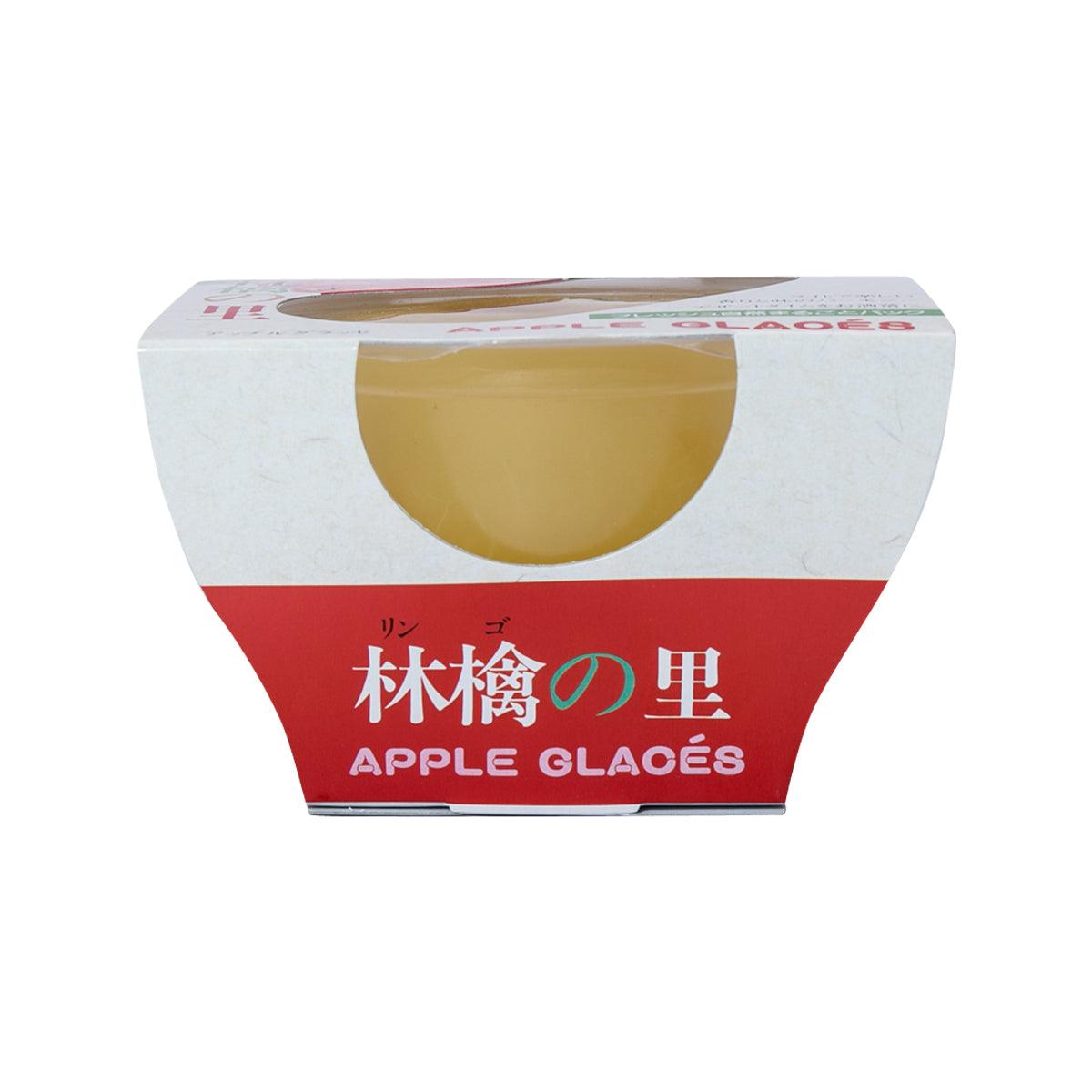 Apple jelly in a white and red carton with a clear dome window