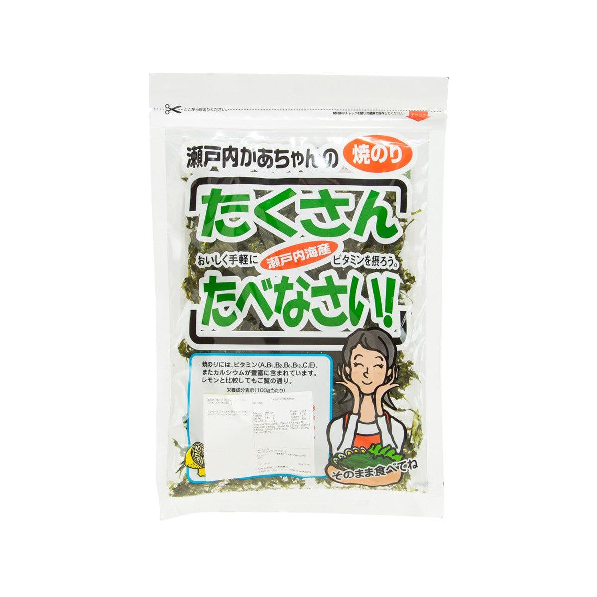 Grilled laver seaweed snack pouch, front label view, 6 g