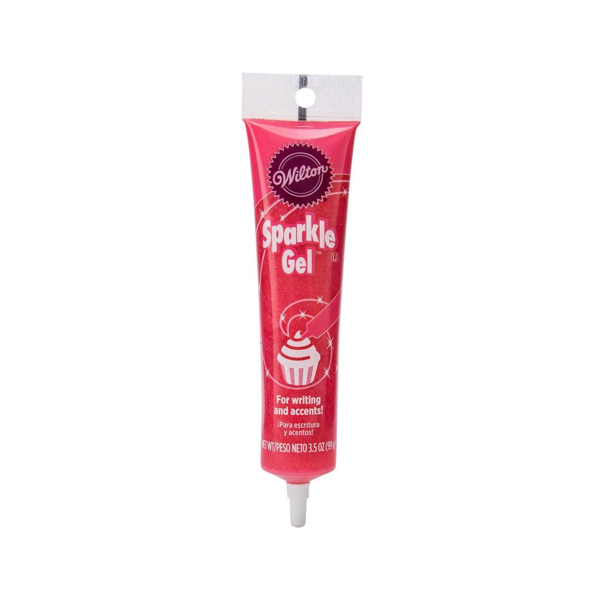 WILTON Sparkle Gel pink squeeze tube with glitter gel.