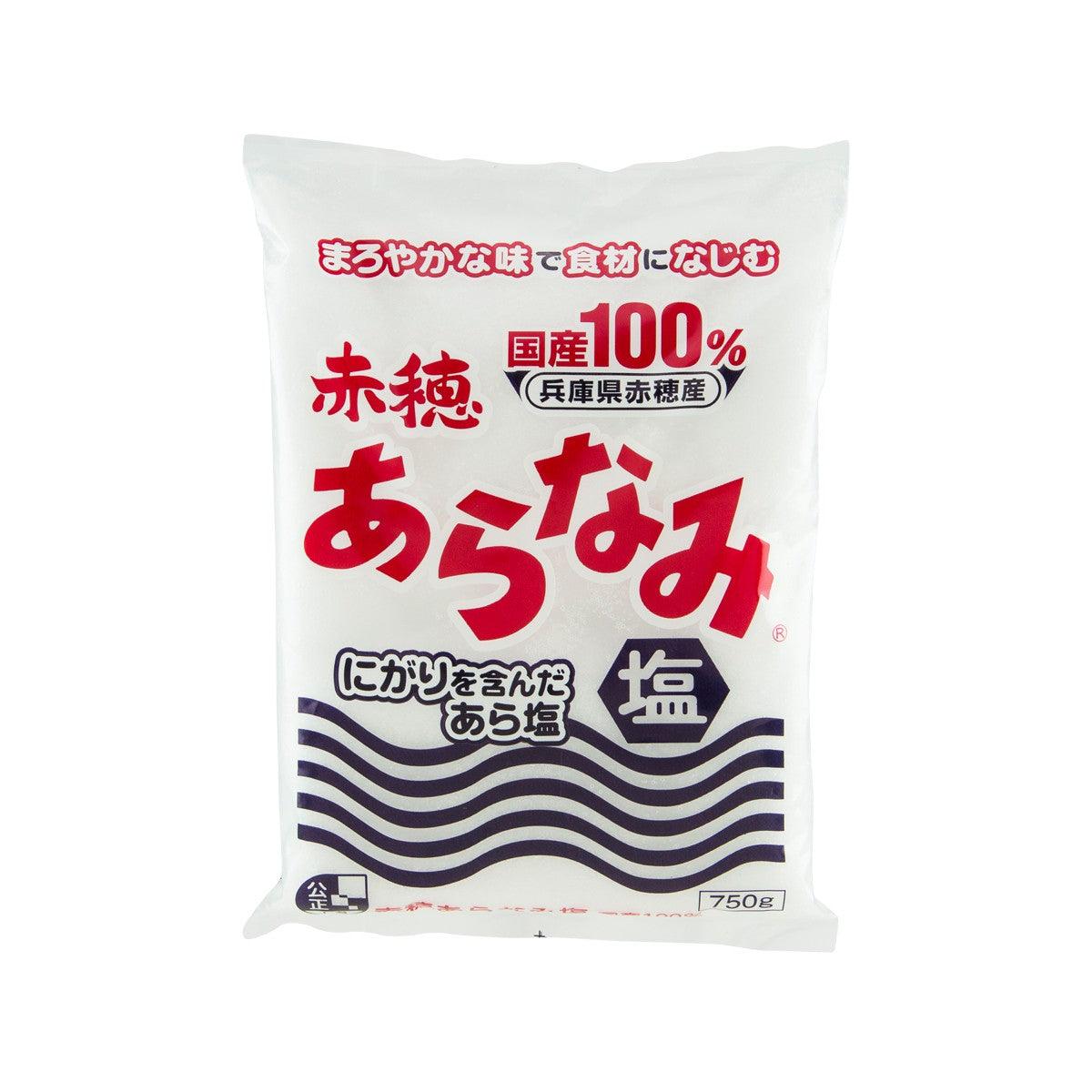 AKO Aranami sea salt, 750g pouch, white bag with red and blue wavy label