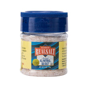 All natural sea salt jar with blue cap and front label, 55 g