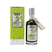 GOCCE balsamic vinegar bottle with green label and silver cap, 250 mL
