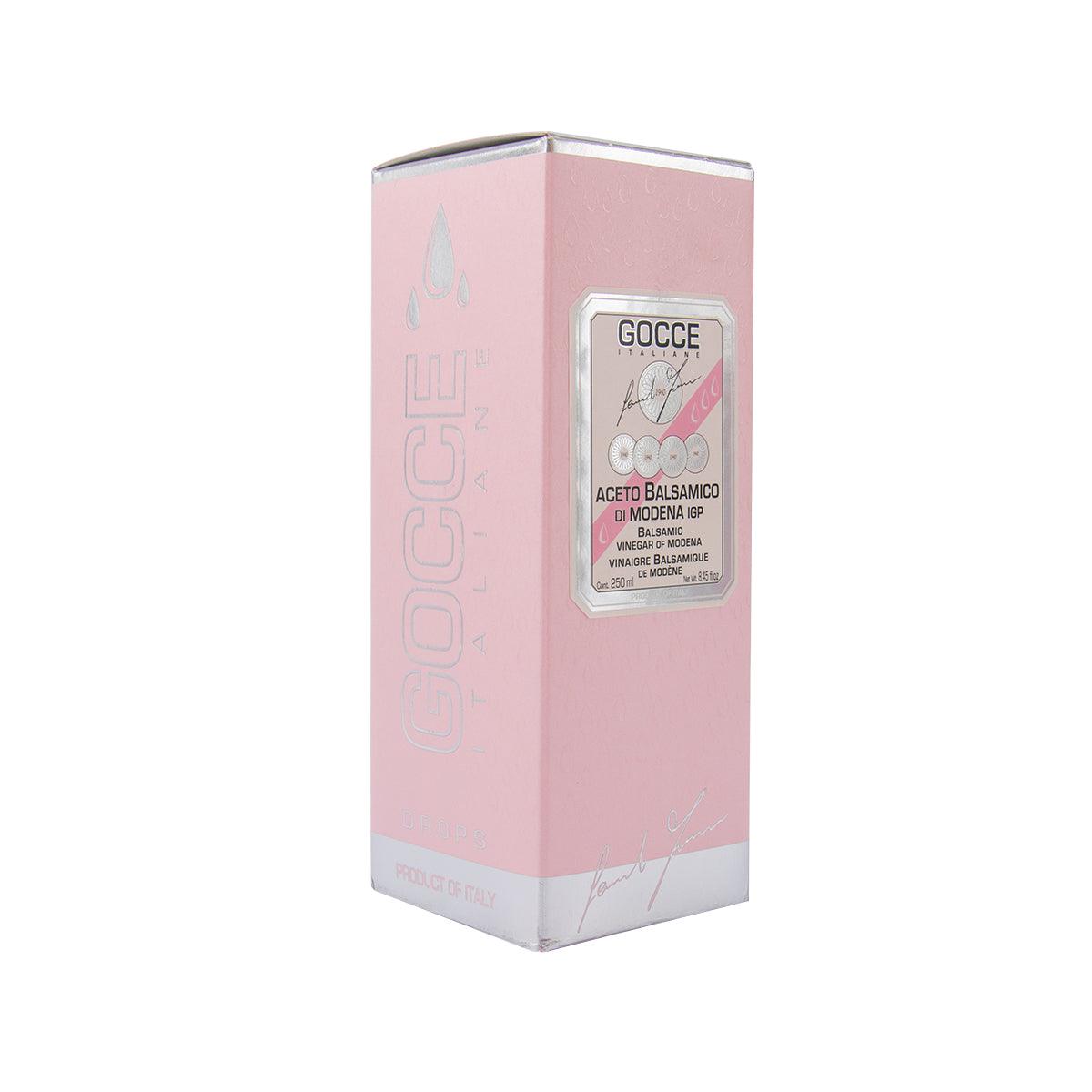 GOCCE balsamic vinegar gift box, pink carton with front label