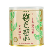 OOMURAYA smooth white sesame paste jar, front label on glass container