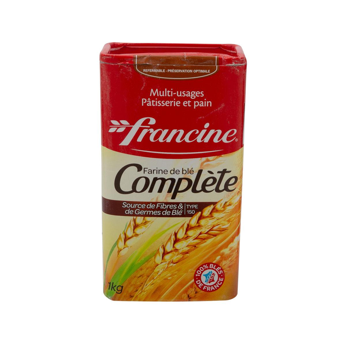 FRANCINE Complete whole wheat flour 1kg bag, front view