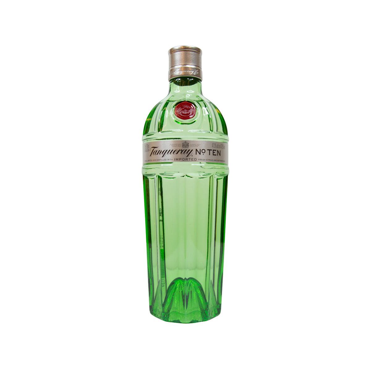 TANQUERAY No. 10 gin bottle, green glass with front label